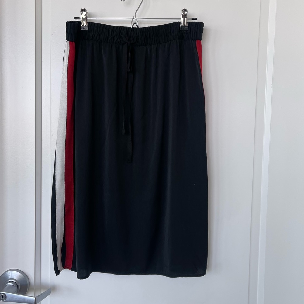 Who What Wear Side Stripe Silky Side Slit Track Women’s Skirt Black Size Small